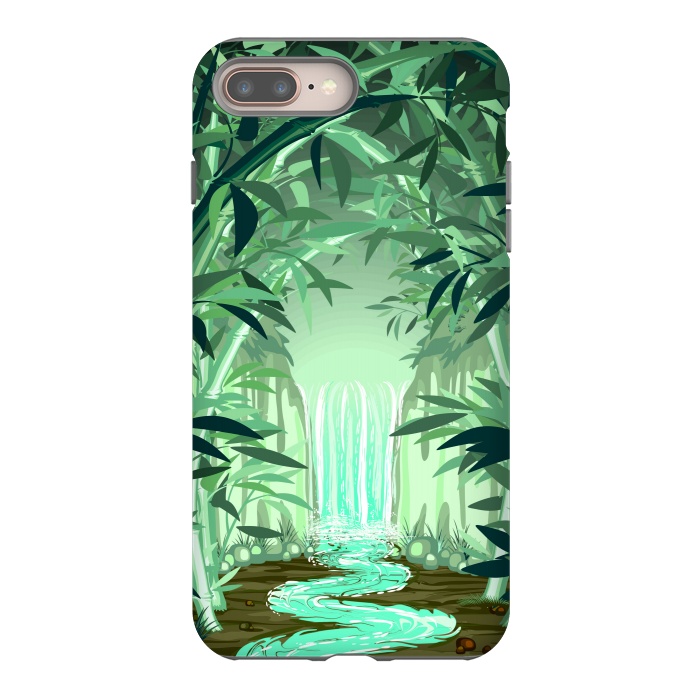 iPhone 8 plus StrongFit Fluorescent Waterfall on Surreal Bamboo Forest  by BluedarkArt