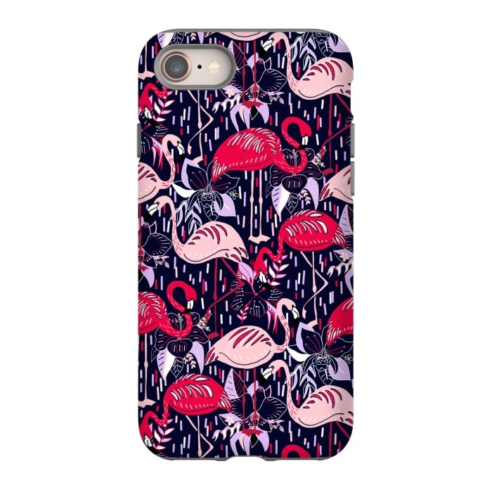 iPhone 8 StrongFit Fantasy Flamingos  by Tigatiga