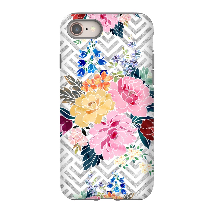 iPhone 8 StrongFit Pretty winter floral and diamond geometric design by InovArts