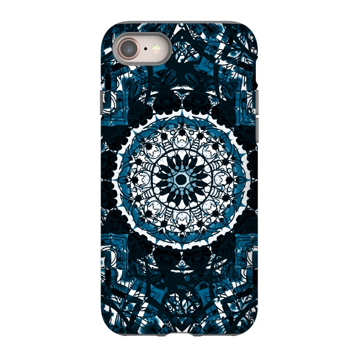 iPhone 8 StrongFit Black blue ethnic geometric mandala by Oana 