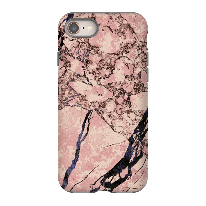 iPhone 8 StrongFit Pink marble with dark cracks texture by Oana 