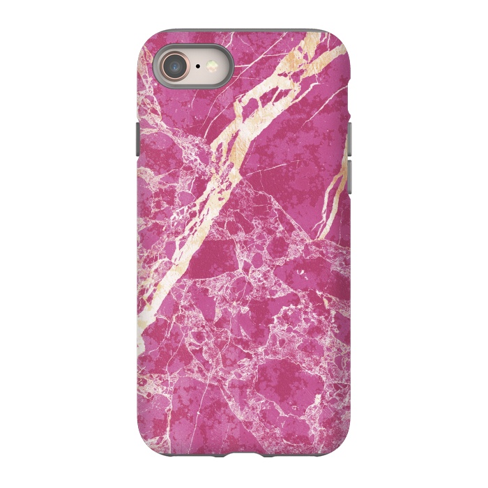 iPhone 8 StrongFit Vibrant Fuchsia pink marble with golden cracks by Oana 