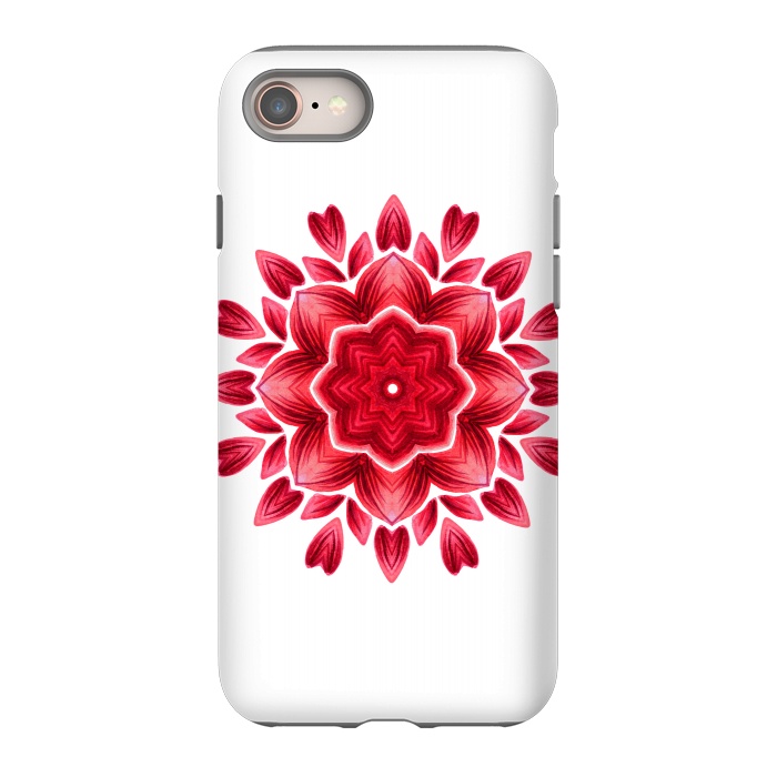 iPhone 8 StrongFit Abstract Watercolor Rose Petal Floral Mandala by Boriana Giormova