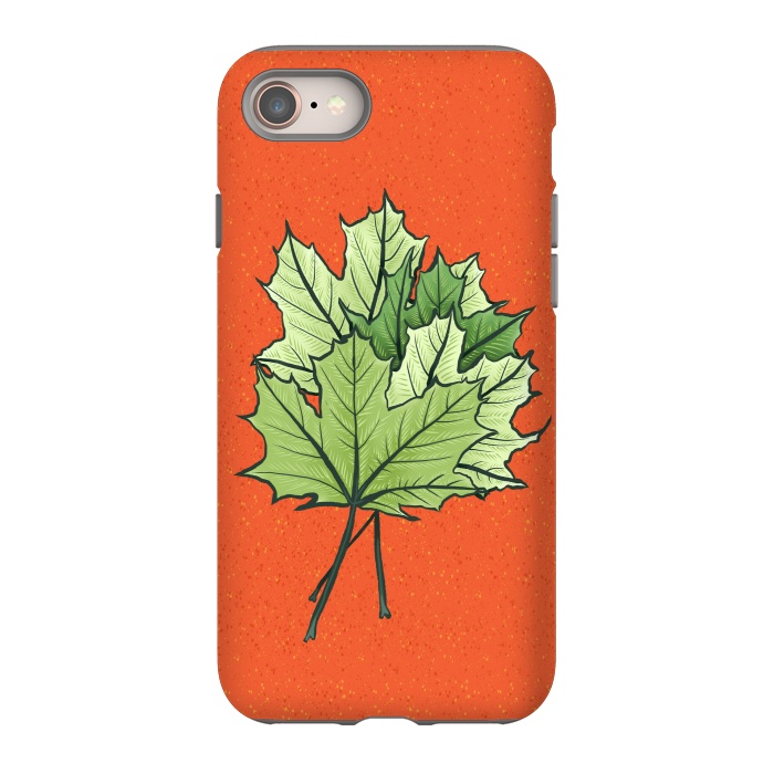 iPhone 8 StrongFit Maple Leaves Digital Art In Green And Orange by Boriana Giormova