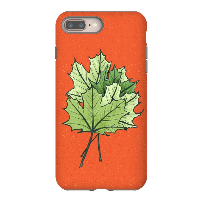 iPhone 8 plus StrongFit Maple Leaves Digital Art In Green And Orange by Boriana Giormova