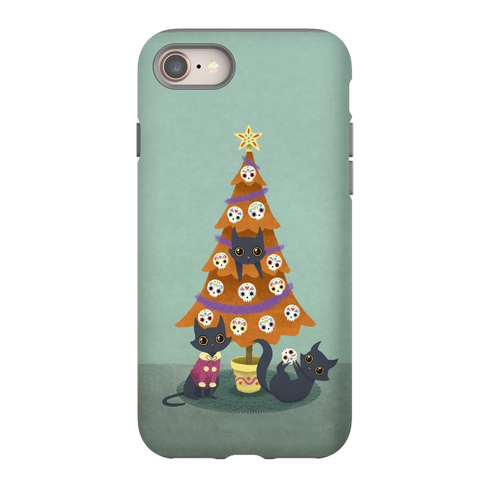 iPhone 8 StrongFit Meowy christmas sugarskulls by Laura Nagel