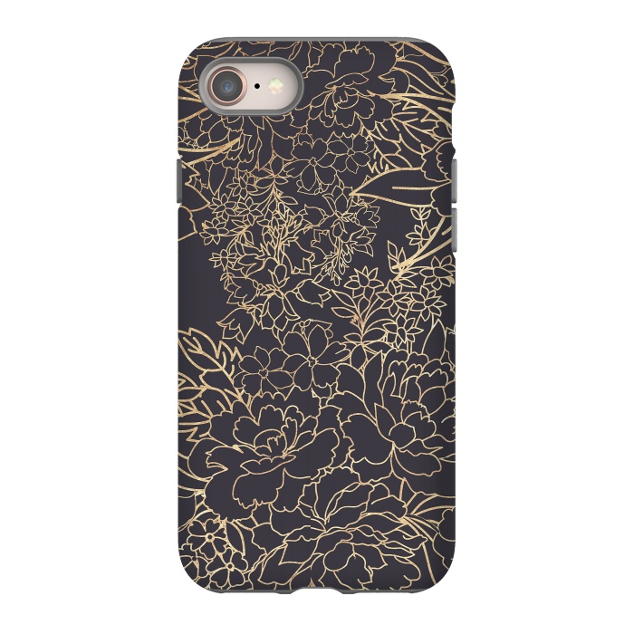 iPhone 8 StrongFit Luxury winter floral golden strokes doodles design by InovArts