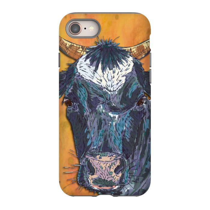 iPhone 8 StrongFit Cow in Yellow by Lotti Brown