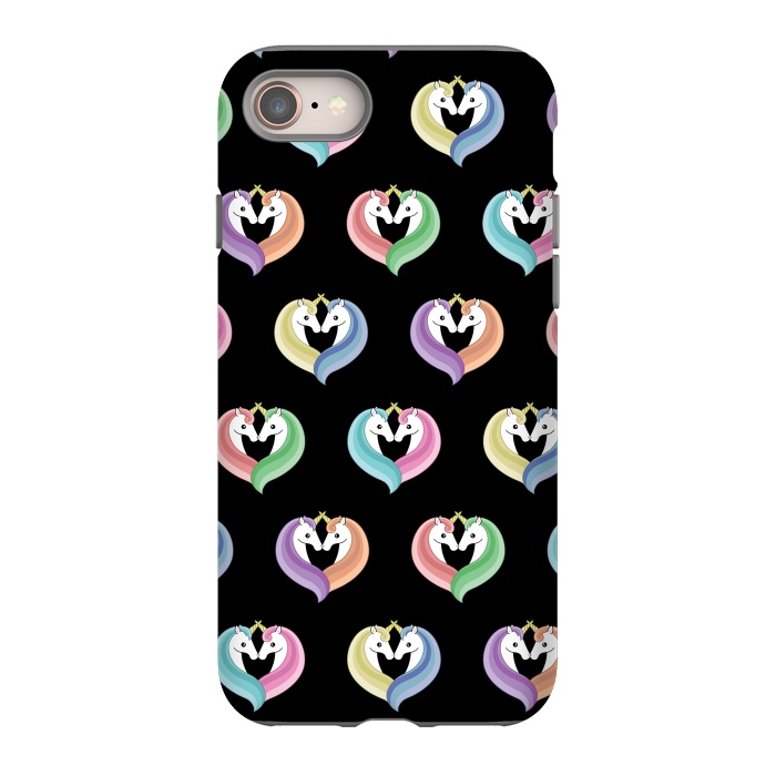 iPhone 8 StrongFit unicorn heart pattern by Laura Nagel