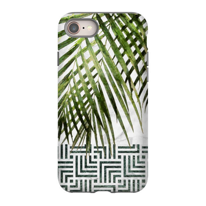 iPhone 8 StrongFit Palm Leaves on White Marble and Tiles by amini54