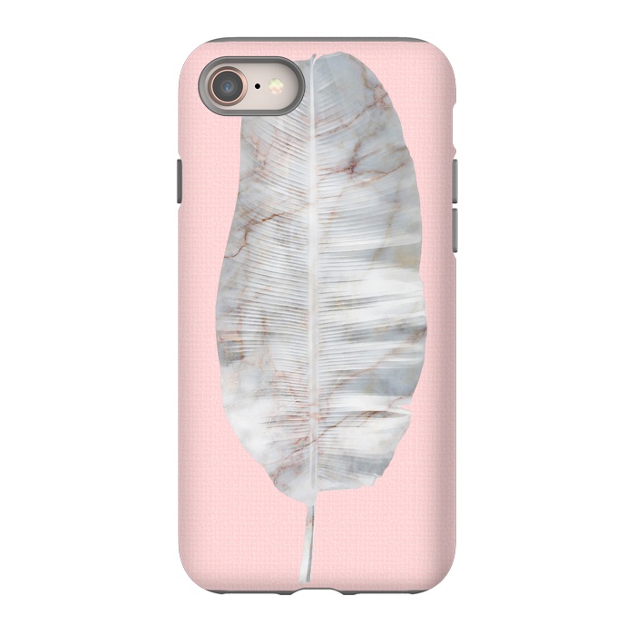 iPhone 8 StrongFit  White Marble Banana Leaf on Pink Wall by amini54
