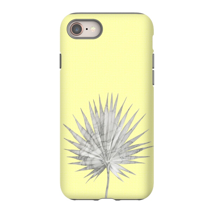 iPhone 8 StrongFit  White Marble Fan Palm Leaf on Yellow Wall by amini54