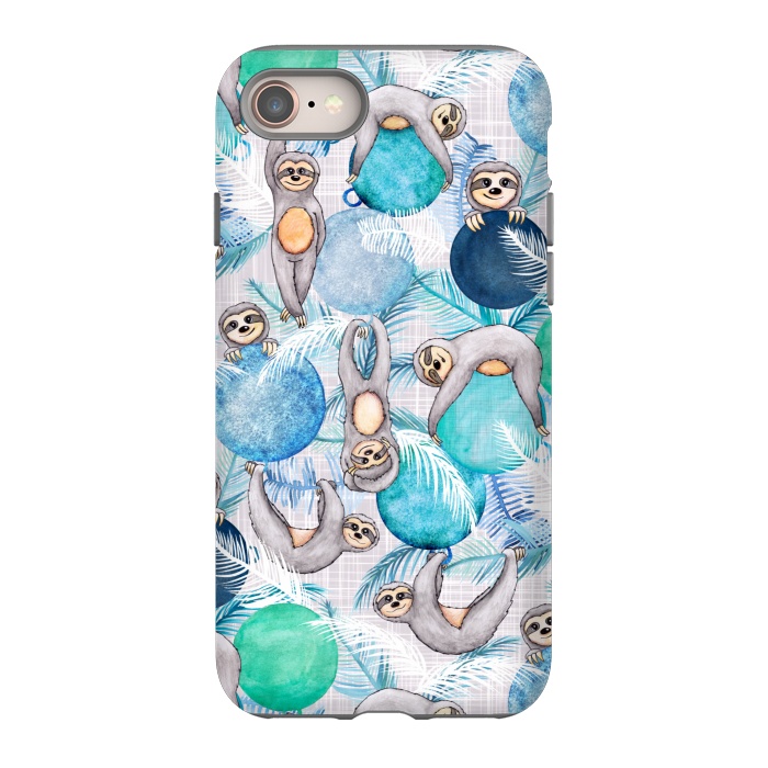 iPhone 8 StrongFit Tropical Christmas Sloth Party by gingerlique