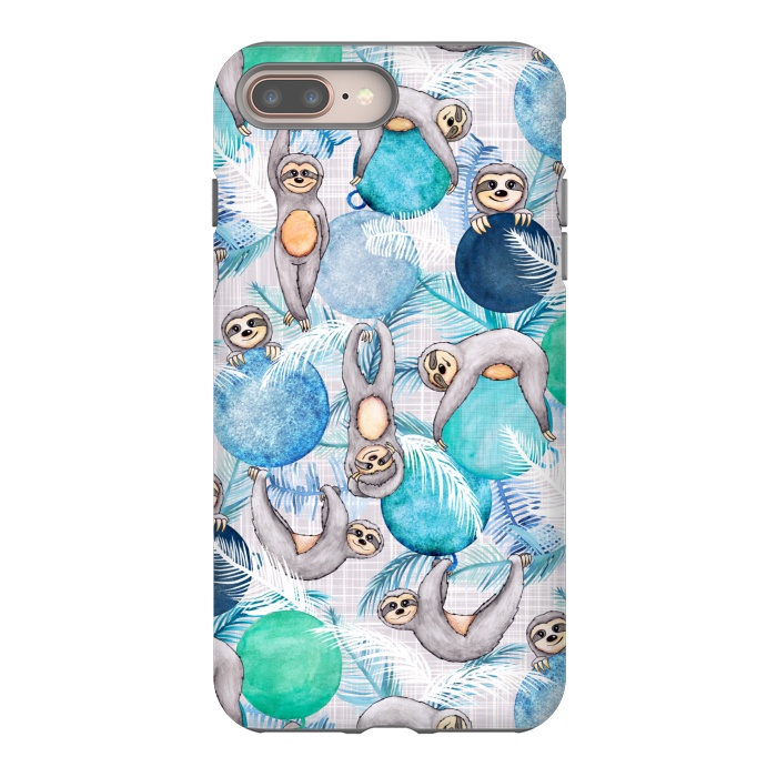 iPhone 8 plus StrongFit Tropical Christmas Sloth Party by gingerlique