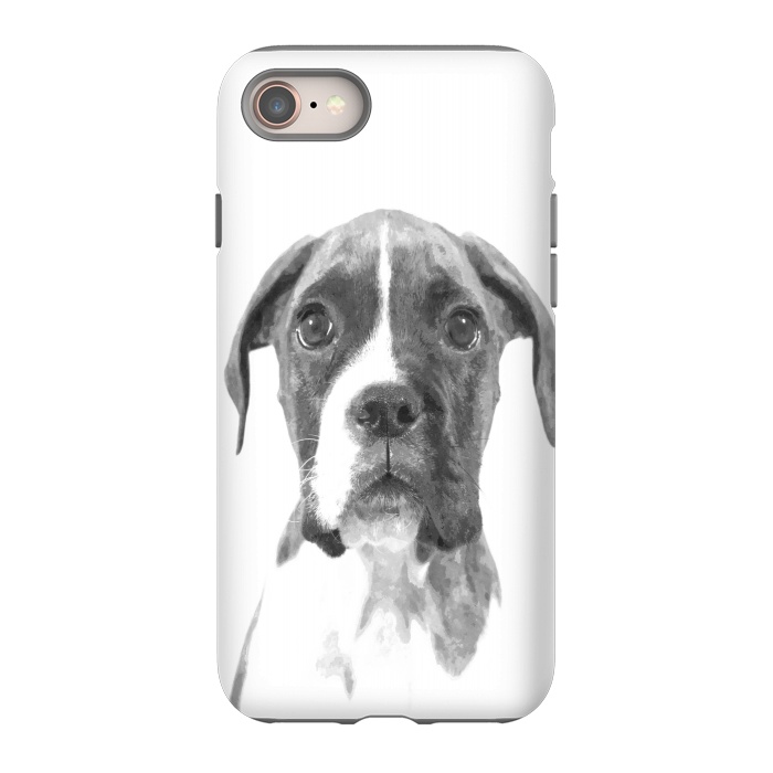 iPhone 8 StrongFit Black and White Boxer Dog by Alemi