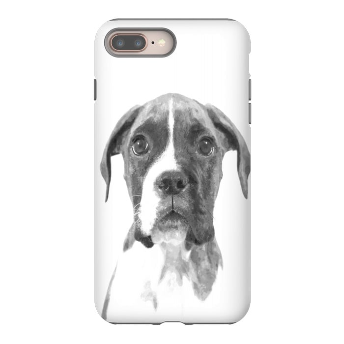iPhone 8 plus StrongFit Black and White Boxer Dog by Alemi
