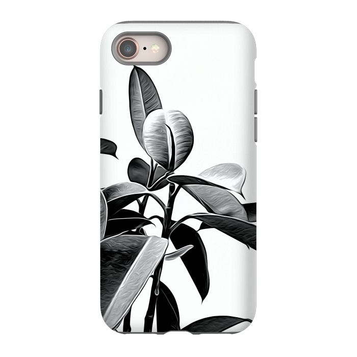 iPhone 8 StrongFit Black and White Leaves by Alemi