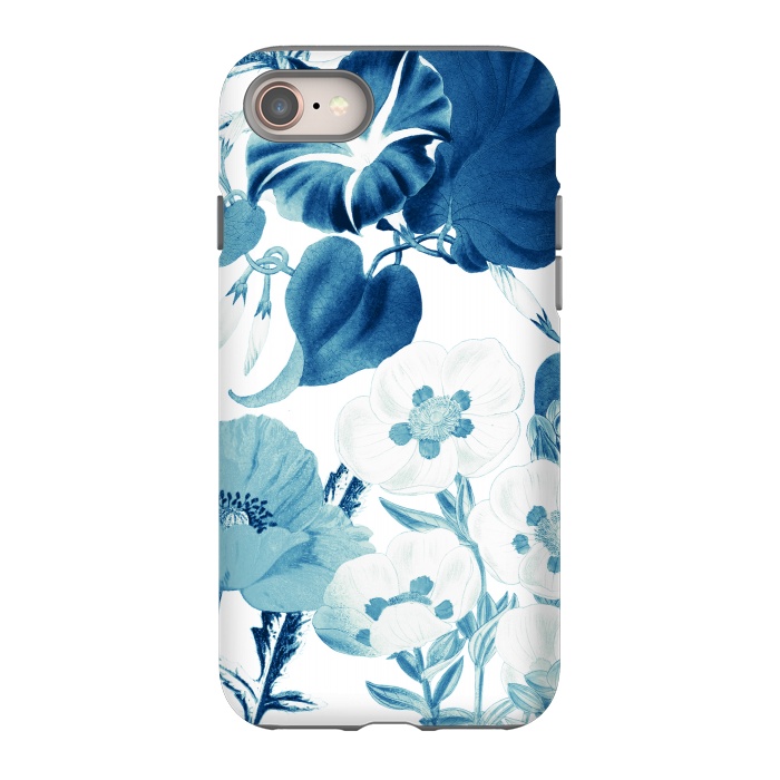 iPhone 8 StrongFit Indigo blue watercolor flowers by Oana 