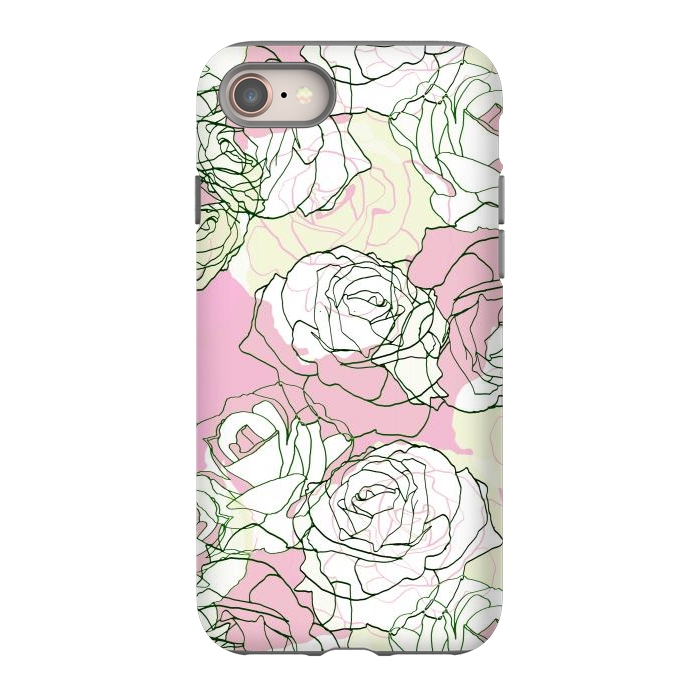 iPhone 8 StrongFit Pink beige line art roses by Oana 