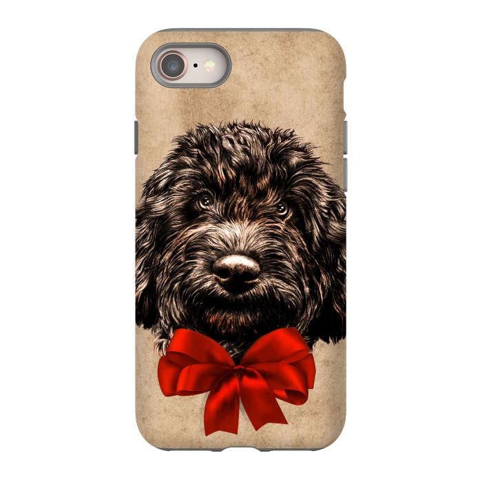iPhone 8 StrongFit Dog Cute Vintage Puppy Pet with Red Bow by BluedarkArt