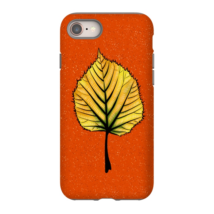 iPhone 8 StrongFit Yellow Linden Leaf On Orange | Decorative Botanical Art by Boriana Giormova