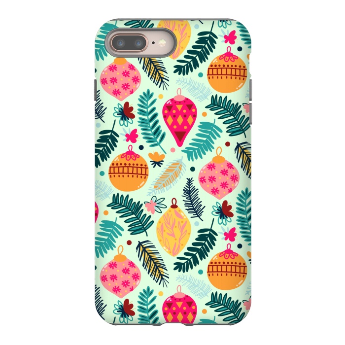 iPhone 8 plus StrongFit Colorful Christmas - Mint  by Tigatiga