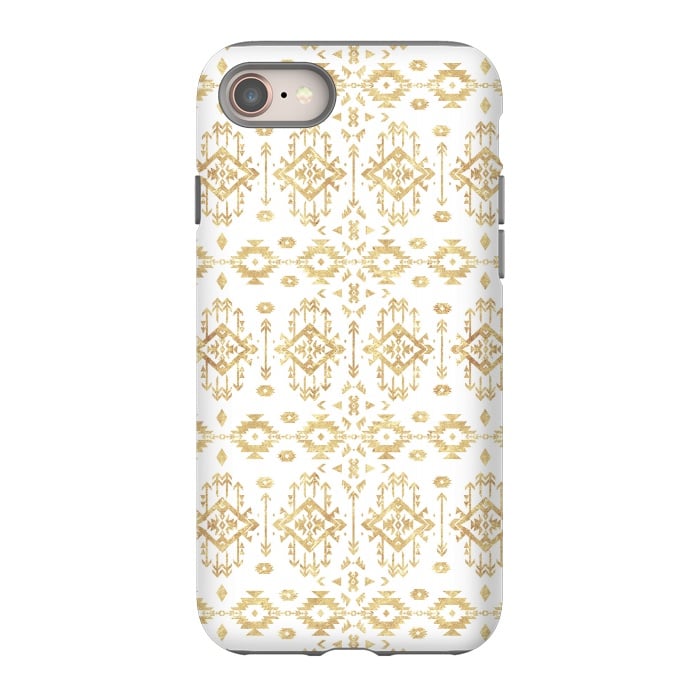 iPhone 8 StrongFit  Luxury gold geometric tribal Aztec pattern by InovArts