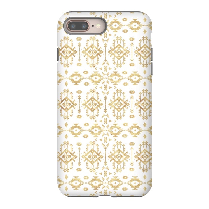 iPhone 8 plus StrongFit  Luxury gold geometric tribal Aztec pattern by InovArts