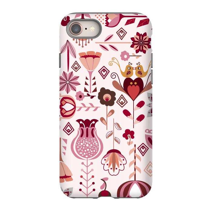 iPhone 8 StrongFit Scandinavian Flowers in Pink and Orange by Paula Ohreen