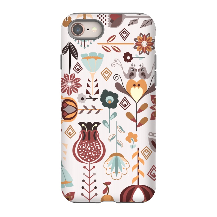 iPhone 8 StrongFit Scandinavian Flowers in Orange and Blue by Paula Ohreen
