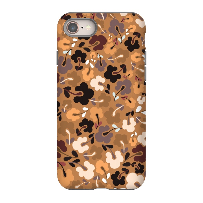 iPhone 8 StrongFit Ditsy Flowers in Mustard and Brown by Paula Ohreen