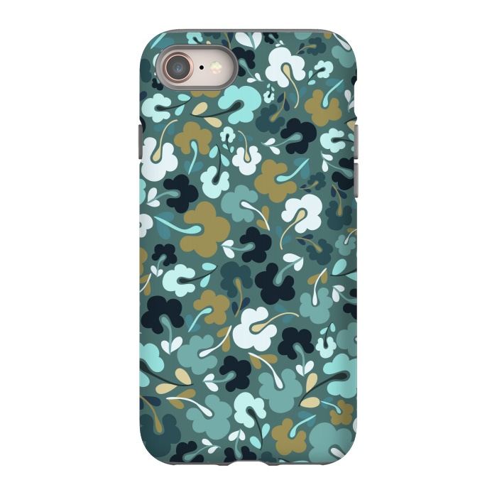 iPhone 8 StrongFit Ditsy Flowers in Navy and Green by Paula Ohreen