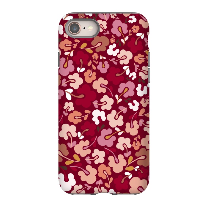 iPhone 8 StrongFit Ditsy Flowers in Pink and Orange by Paula Ohreen