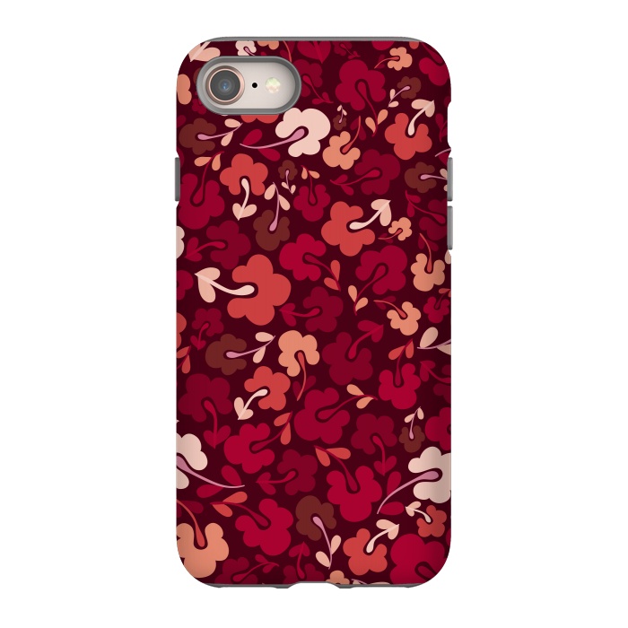 iPhone 8 StrongFit Ditsy Flowers in Pink and Red by Paula Ohreen