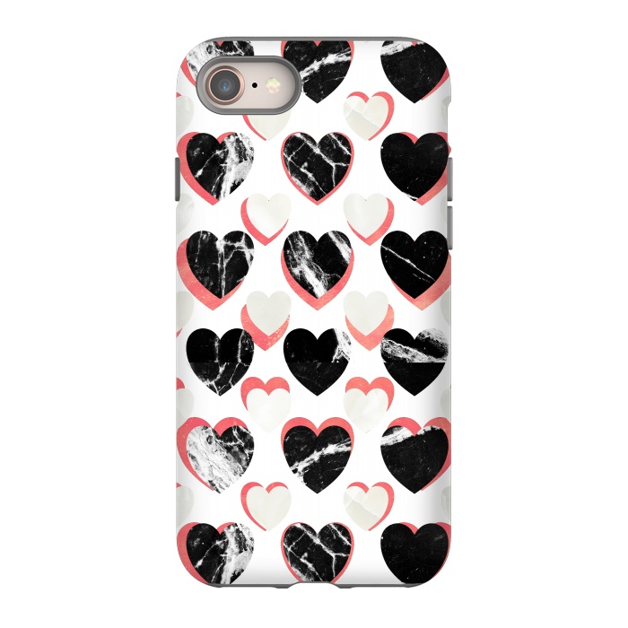 iPhone 8 StrongFit Marble hearts - 3d pattern by Oana 