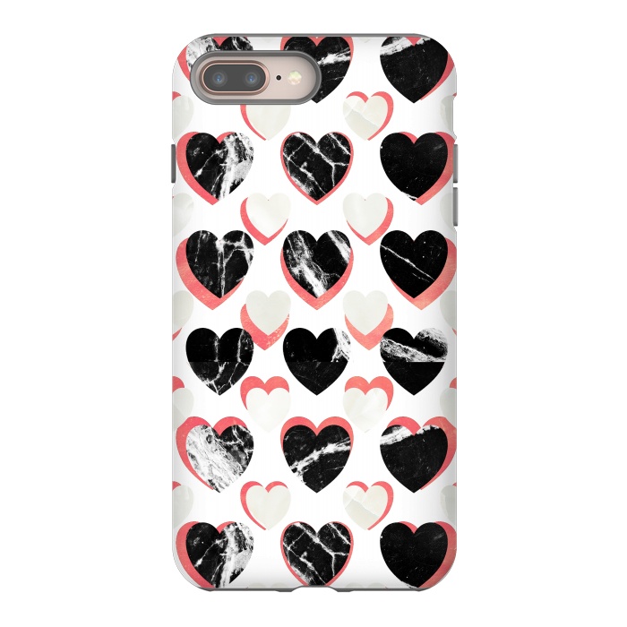 iPhone 8 plus StrongFit Marble hearts - 3d pattern by Oana 