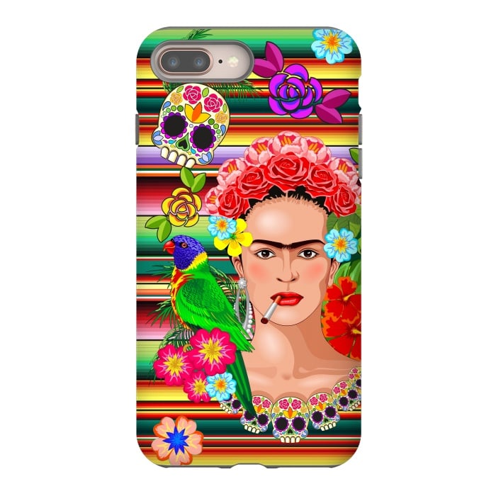 iPhone 8 plus StrongFit Frida Kahlo Floral Exotic Portrait  by BluedarkArt