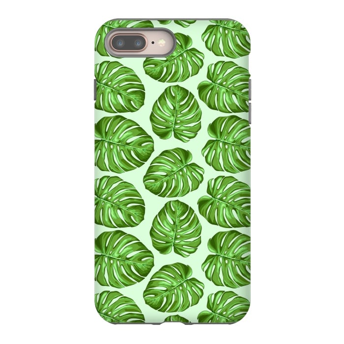 iPhone 8 plus StrongFit Monstera Tropical Leaves Seamless Textile Patten  by BluedarkArt