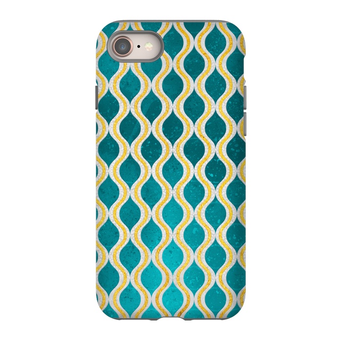 iPhone 8 StrongFit Gold - Turquoise pattern I by Art Design Works