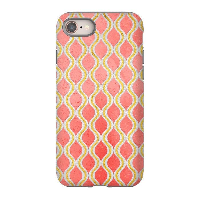iPhone 8 StrongFit Gold - Living Coral Pattern I by Art Design Works