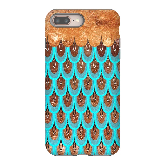iPhone 8 plus StrongFit Copper and Teal Mermaid Scales by  Utart