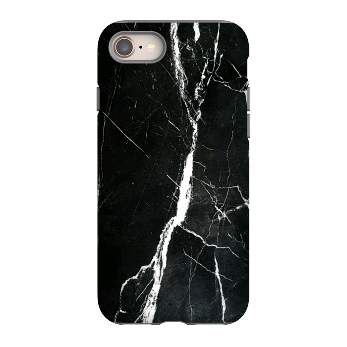 iPhone 8 StrongFit Elegant black marble with white cracks by Oana 
