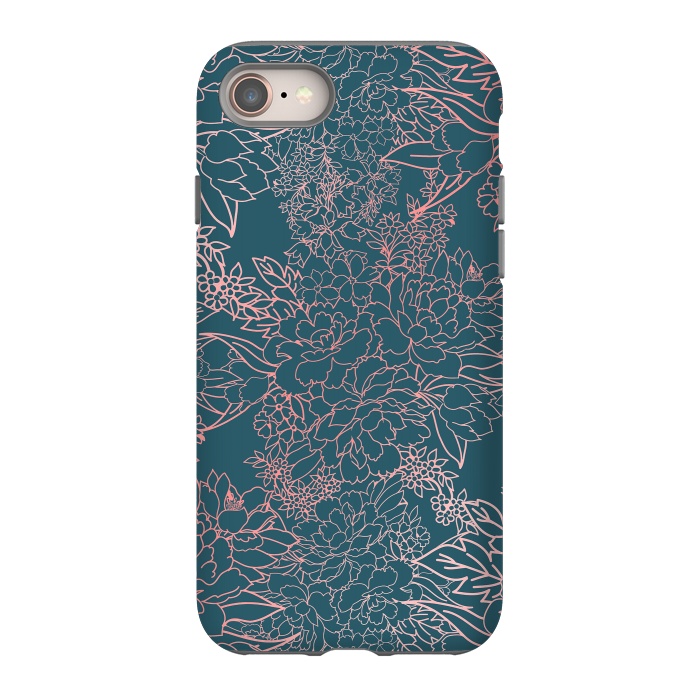 iPhone 8 StrongFit Luxury floral coral strokes doodles design by InovArts