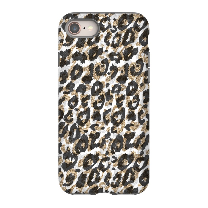 iPhone 8 StrongFit Elegant gold leopard animal print pattern by InovArts