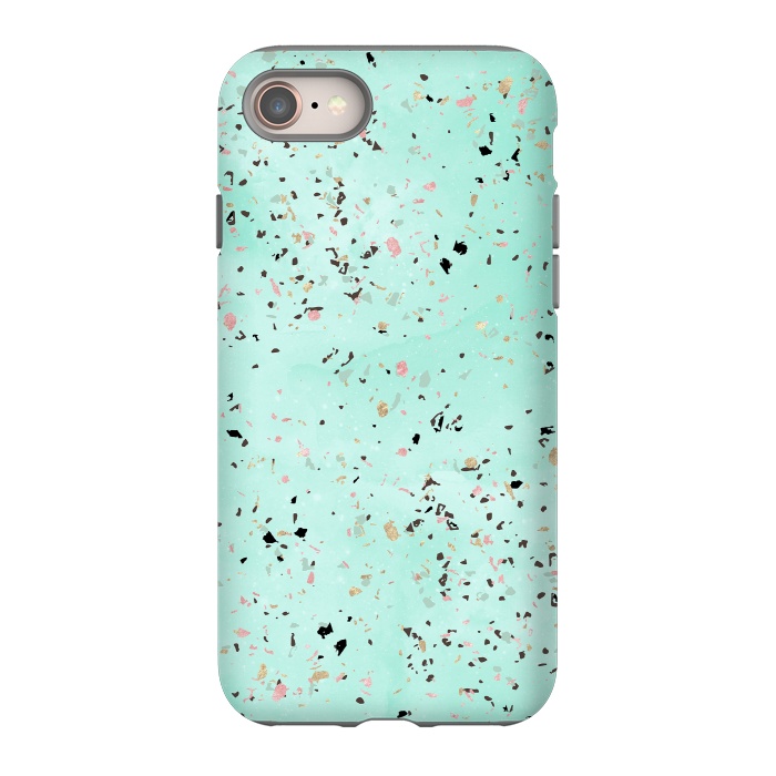 iPhone 8 StrongFit Mint and gold marble terrazzo design Confetti  by InovArts