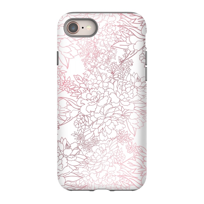 iPhone 8 StrongFit Elegant floral rose gold strokes doodles design by InovArts