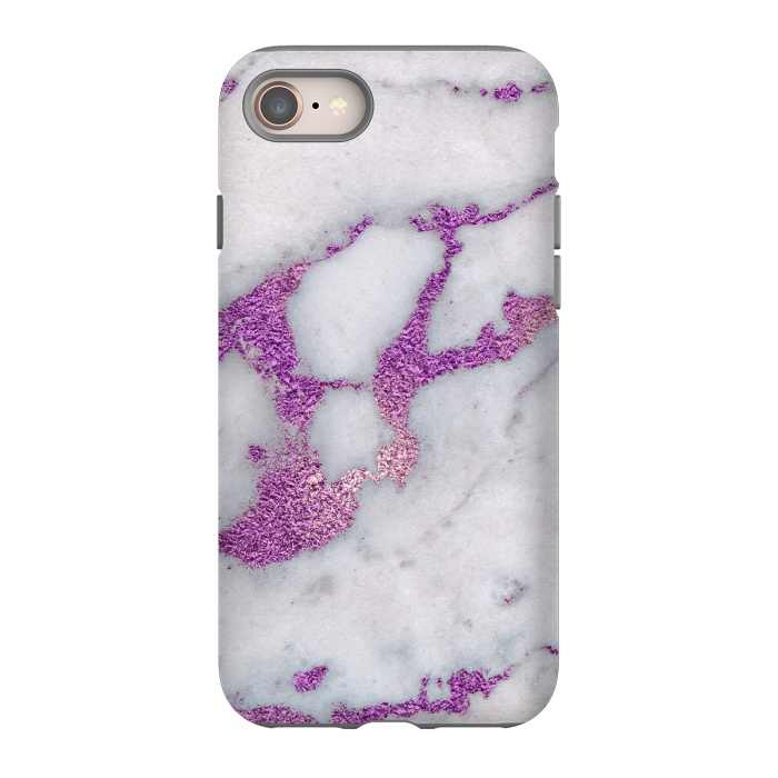 iPhone 8 StrongFit Purple Glitter Veins on Gray Marble by  Utart