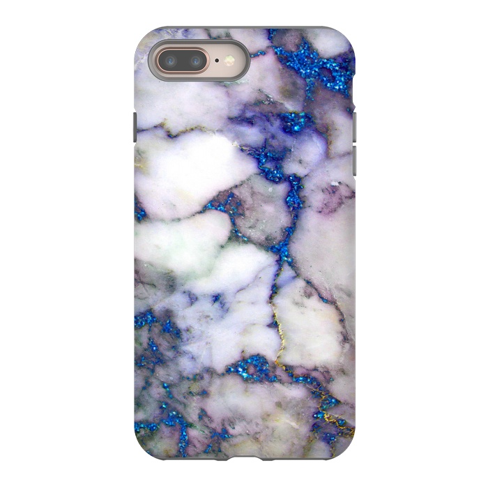 iPhone 8 plus StrongFit Blue Glitter Veins on Gray Marble by  Utart