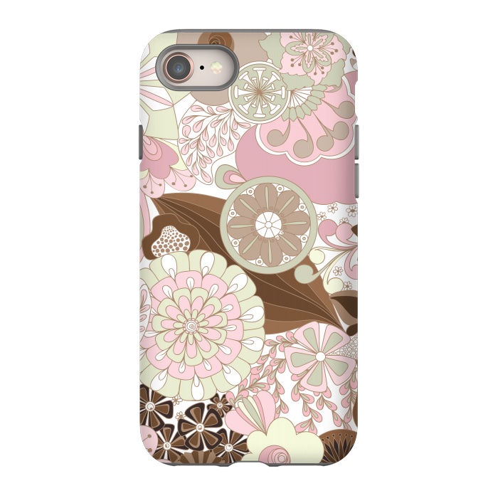 iPhone 8 StrongFit Flowers, Flowers Everywhere - Pink and Brown by Paula Ohreen