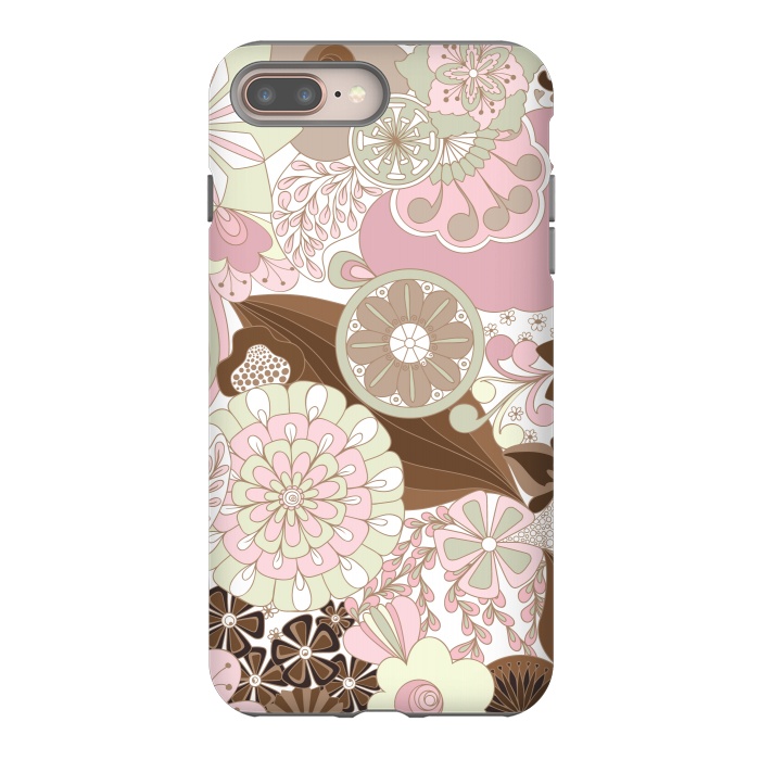 iPhone 8 plus StrongFit Flowers, Flowers Everywhere - Pink and Brown by Paula Ohreen